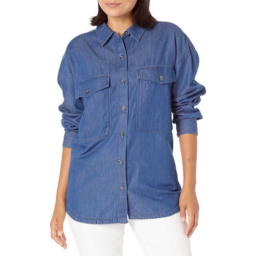 UGG Women’s Kimya Long Sleeve Button Down Shirt Size M Denim Blue